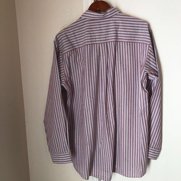 L.L. Bean Mens Button Down Shirt Multicolor Stripe Long Sleeve Pocket Tall L - Picture 3 of 8